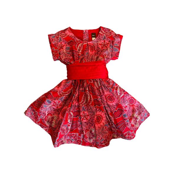 Tea Collection Adaira Sash Red Paisley Dress Size 4 - Picture 2 of 6